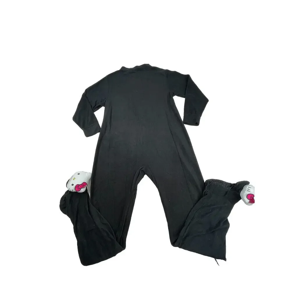 Hello Kitty Footed Adult Pajamas Size M Black Cat Women’s